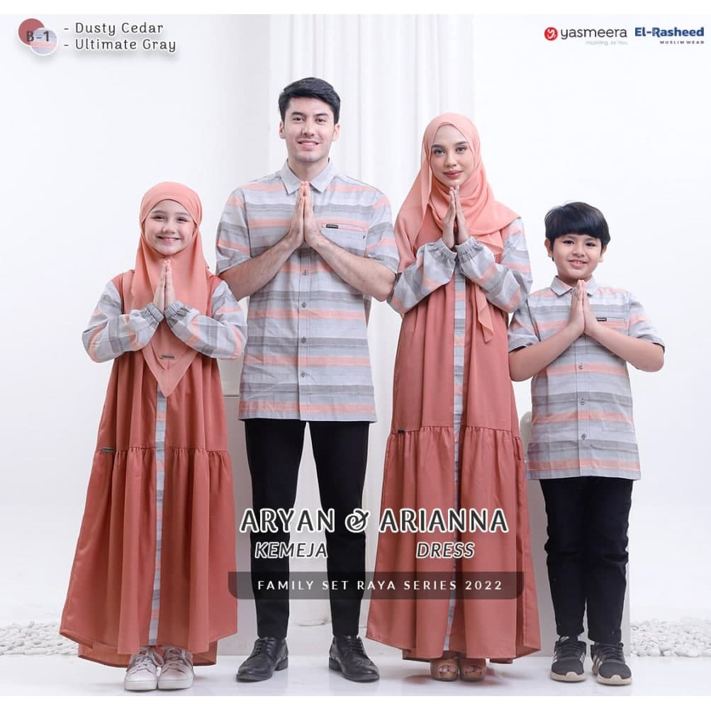 SARIMBIT YASMEERA 2022 B01 ORIGINAL ARIANNA DRESS GAMIS DEWASA GAMIS ANAK DUSTY CEDAR ARYAN KOKO DEW