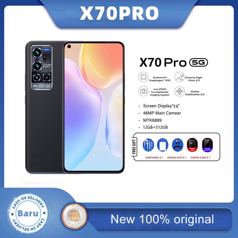 NEW LAUNCH】Smartphone X70 Pro 5G/4G 7.5 inch [12/512] RAM 12GB ROM 512GB - X60 Real-Time Extreme Night Vision, Ultra-Sensing Gimbal Camera