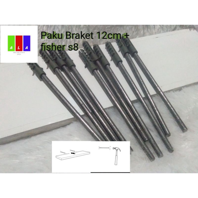 Paku Braket rak dinding 12CM +FISHER