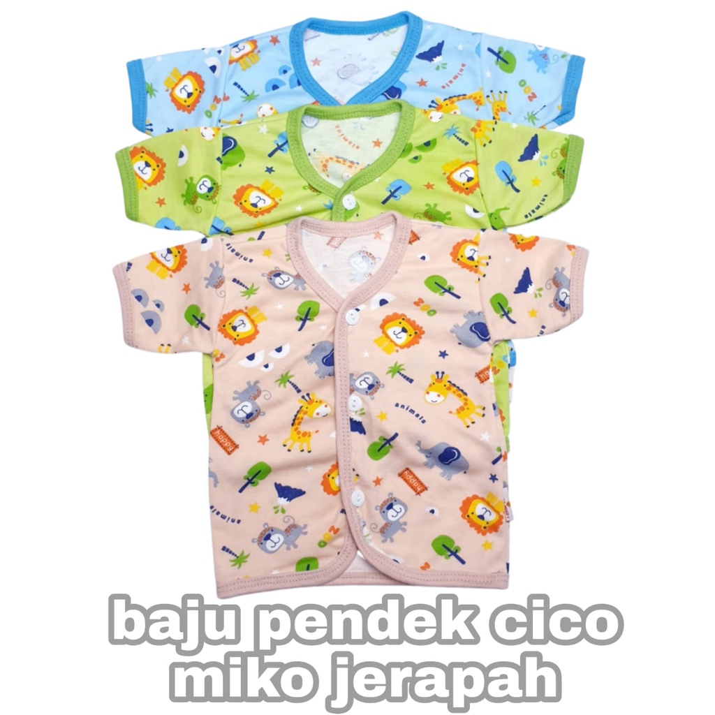CICO MIKO 1 pcs Baju Bayi SNI Lengan Pendek Kancing Depan Motif-BAJU PENDEK JERAPAH