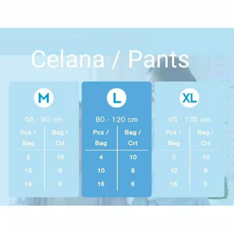 Lansia celana xlOripack/L /m curah