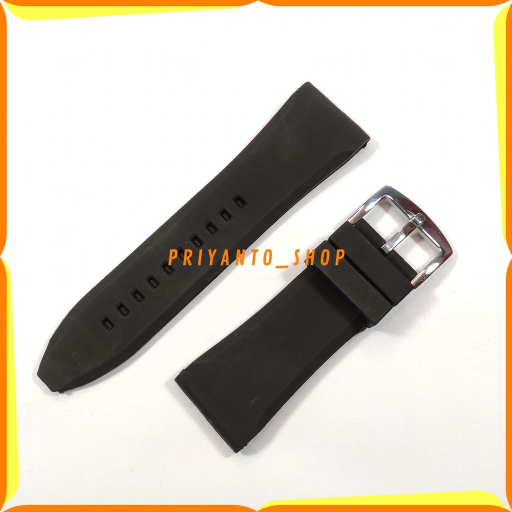 STRAP SILICONE RUBBER WATCH BEND MANTUL TALI JAM TANGAN ASLI 28MM 30MM BAGUS HITAM