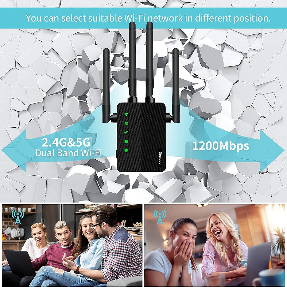 Dual Band WiFi Repeater WiFi 5 - 1200Mbps - WiFi Range Extender - Penguat Sinyal WiFi di Rumah/Kantor