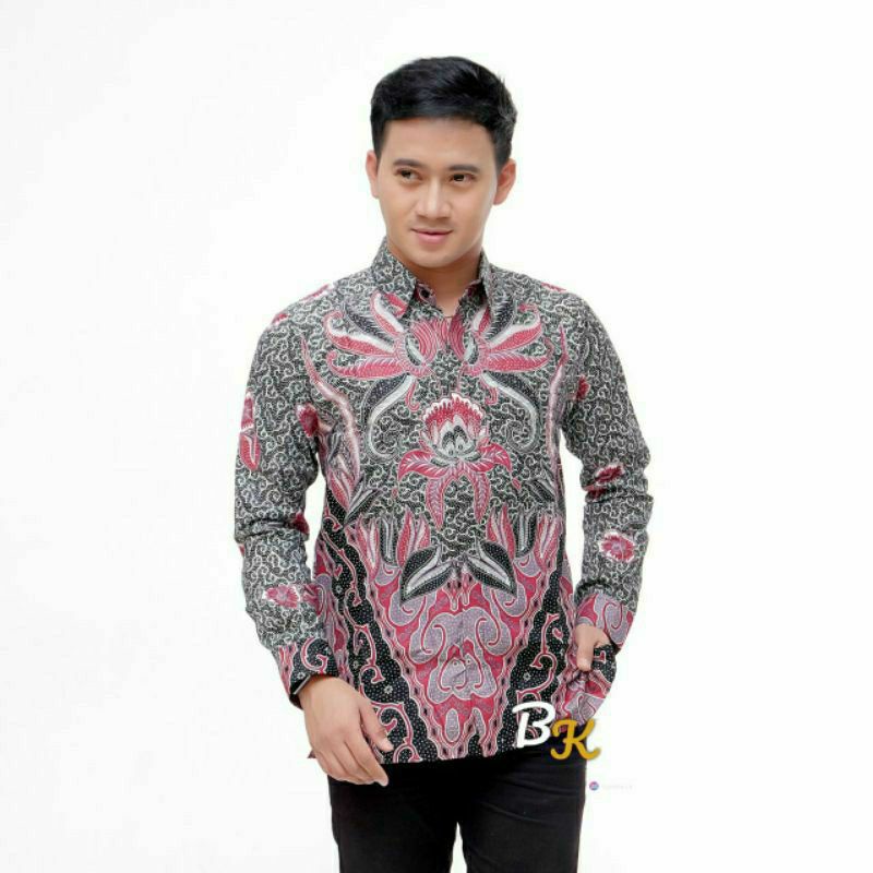 0KEMEJA BATIK PRIA LENGAN PANJANG SIZE M L XL XXL  BSWART BatiK HRB026 Kenongo Hem Panjang Padi