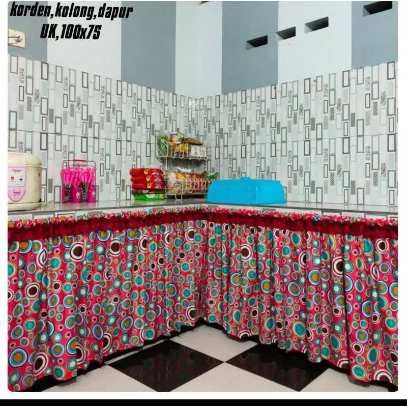 Grosir Gorden Kolong Dapur Motif Polka Merah