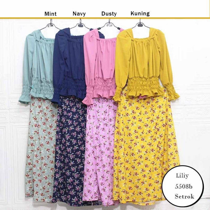Setelan Rok Lily Set Rok Warna Kuning