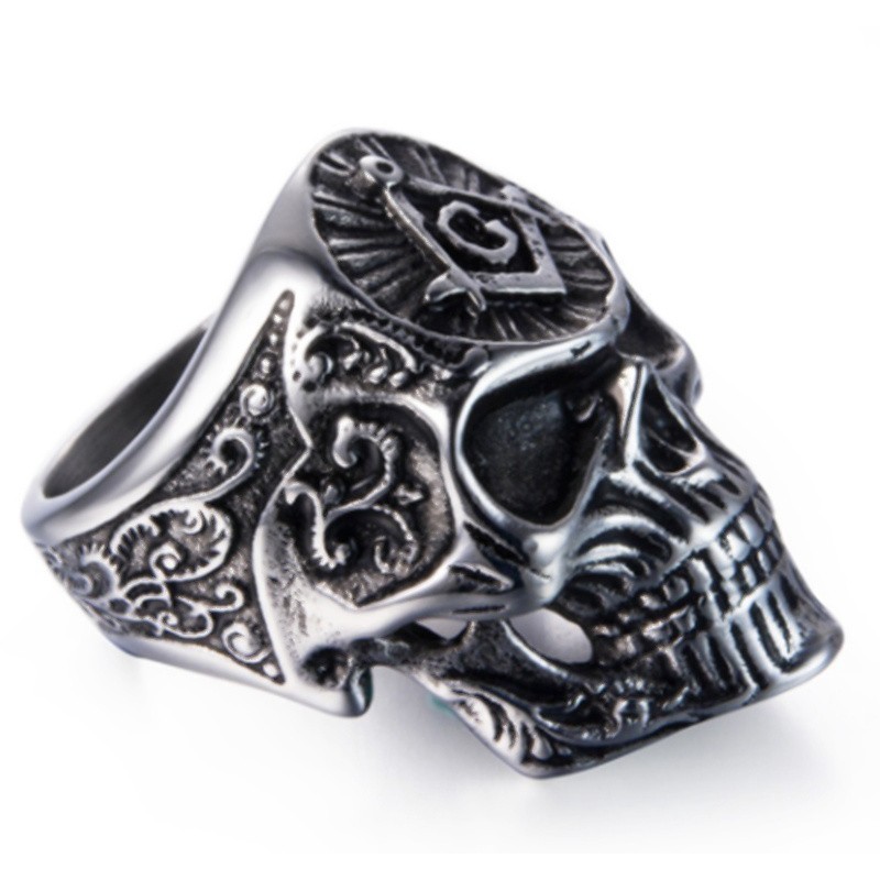 SEUSUK  Cincin Pria Desain Tengkorak Gaya Punk Vintage Kualitas Tinggi