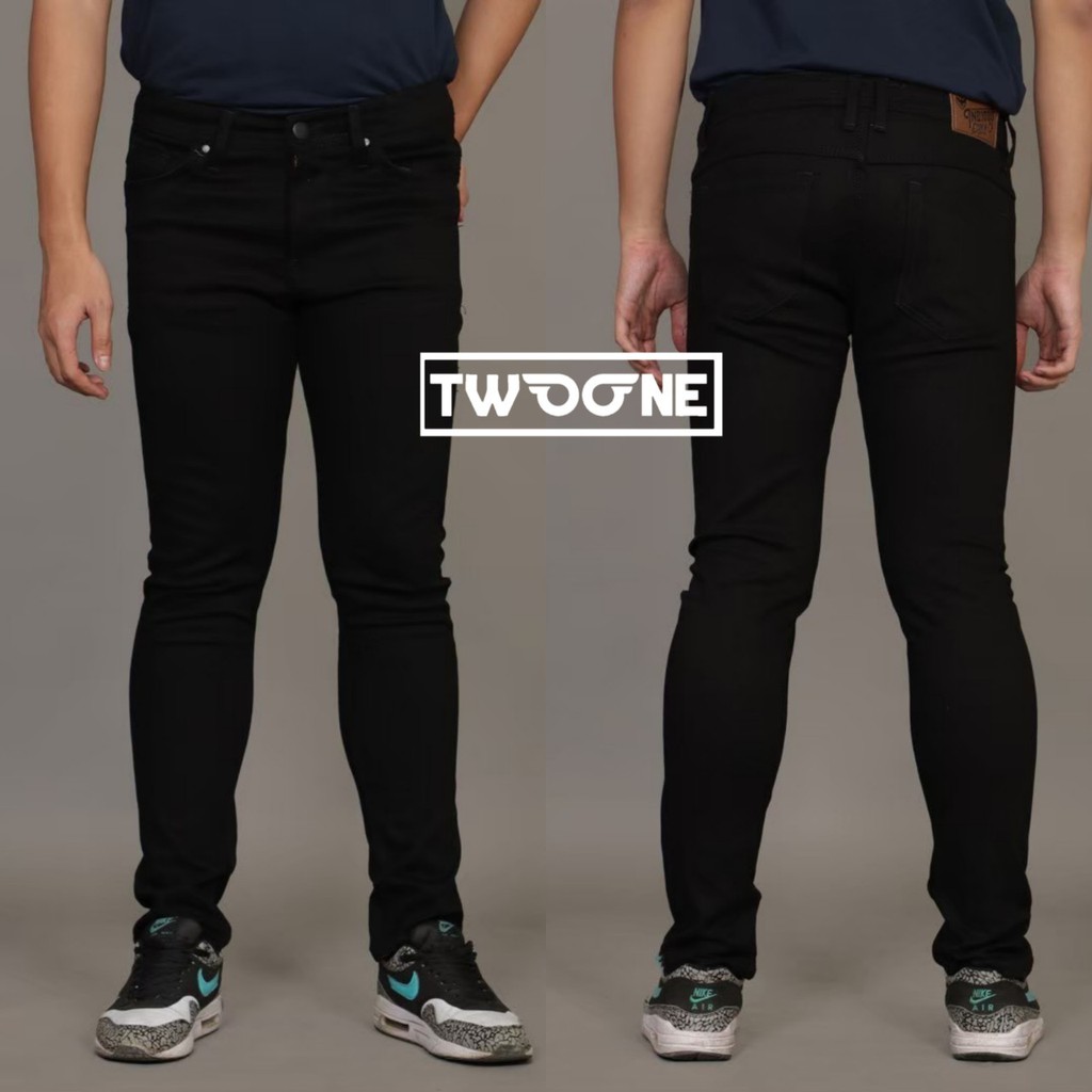 Celana Jeans Pria Slim Fit New Straight Hitam DOUBLE FF Celana Jeans Pria Slim Fit New Straight Hitam DOUBLE FF
