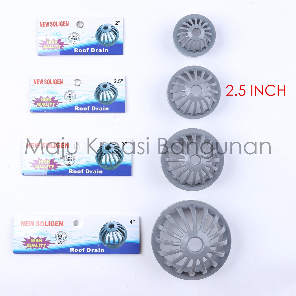 Roof Drain SOLIGEN 2.5 Inch Saringan Talang Air Pembuangan Hujan Atap PVC Inci 2.5&quot; 2.5Inci 2.5Inch