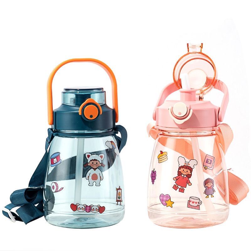 Botol Minum Anak Jerami Big belly 1300ML + stiker - BPA FREE 20042