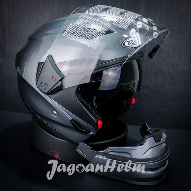 ZEUS HELM ZS611C SOLID | TITANIUM | ZS 611C | ZS-611C | DOUBLE VISOR