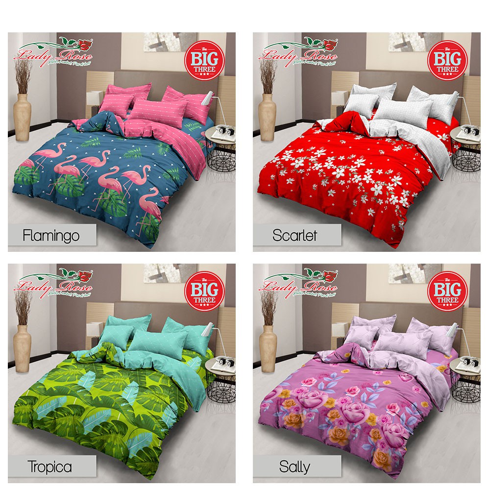 Bedcover + Sprei Rumbai LADY ROSE 180x200 / 160x200 motif - Anela Kitty Tundra Rino Okta Poppy Wilis William Walter  King Size Ladyrose 180 BC