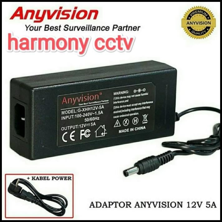 Adaptor 12V 5A Anyvision Murni Real Adapter Cctv 12 Volt 5 Amper