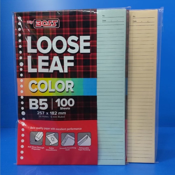 

HJK Loose Leaf Color Binder Big Boss B5 100 Sheets 257x182mm / Isi Binder Warna Warni Big Boss