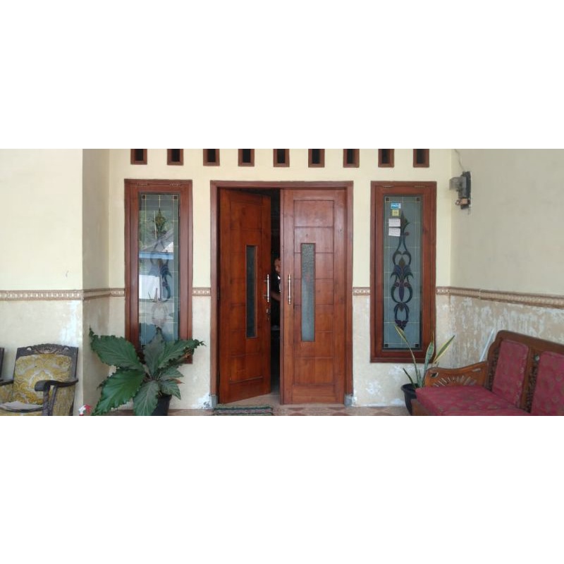 Pintu kupu tarung kayu jati / pintu kayu jati / pintu minimalis / pintu kamar