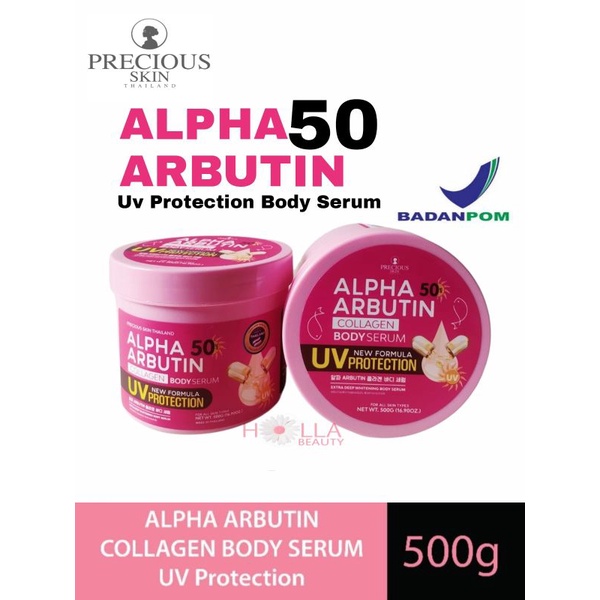 ALPHA ARBUTIN SPF50 UV PROTECT WHITENING BODY SERUM / SERUM BADAN / PEMUTIH BADAN / BPOM 500ML