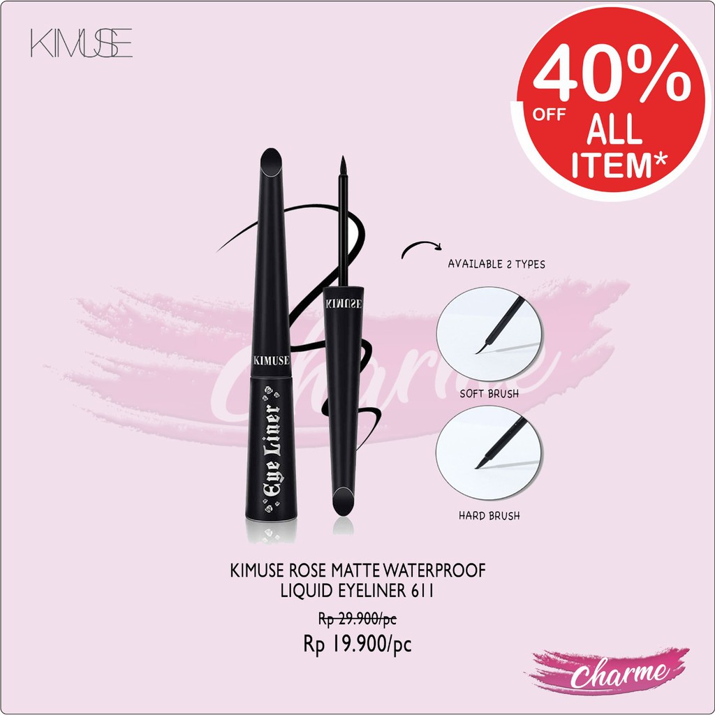 (READY &amp; ORI) Kimuse Rose Matte Waterproof Liquid Eyeliner Soft And Hard Brush 611