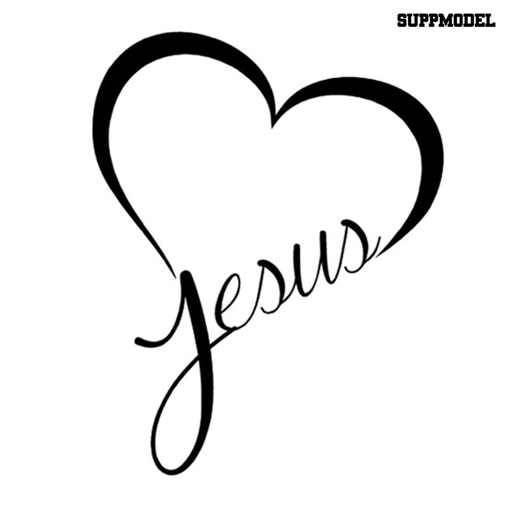 Supmodel Jesue Heart Reflective Car Trunk Body Bumper Window Decorative Decals Sticker