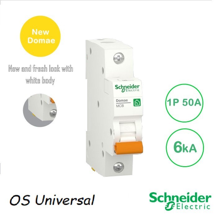 Schneider MCB 1P 50A / 63A 6kA New Domae MCB Breaker 1 Phase 50 63 Amp 6kA