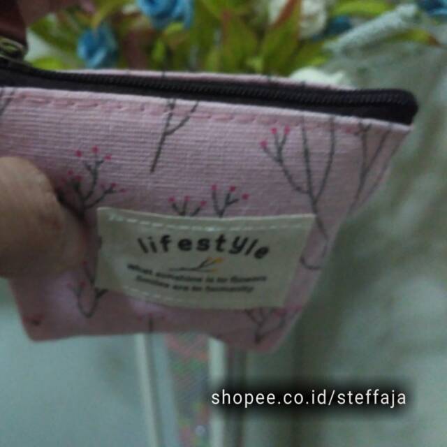 dompet kecil wanita resleting bahan kain kanvas