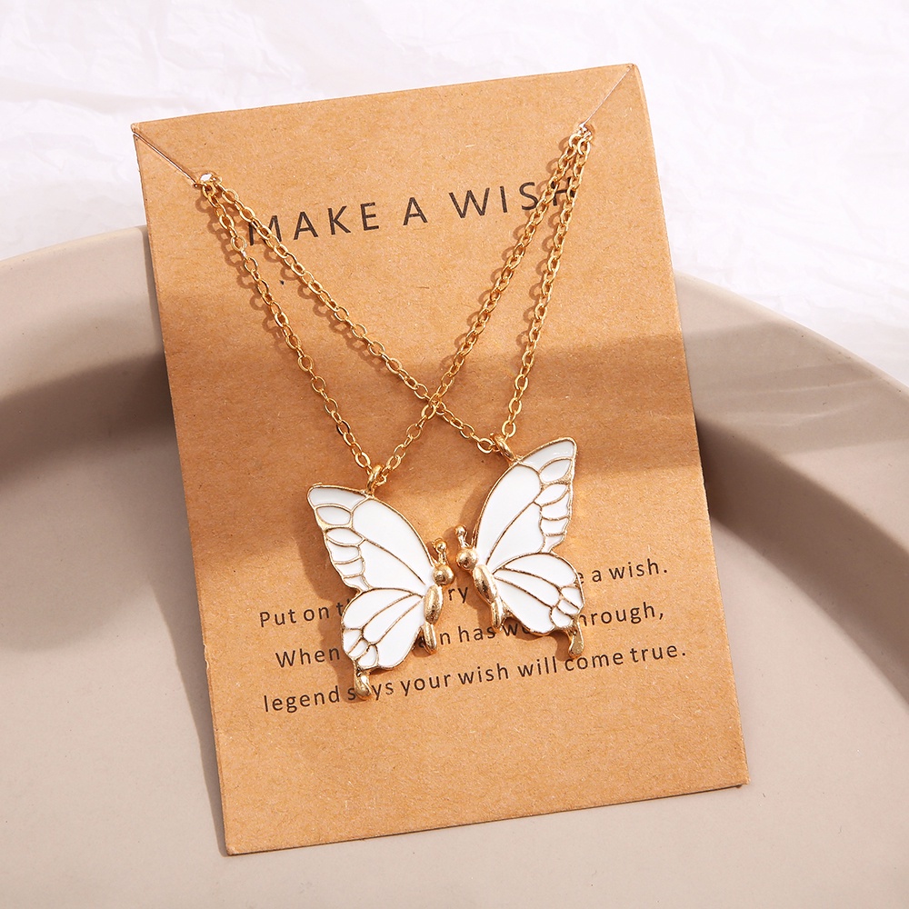 YEEZII 2pcs / set Kalung Rantai Emas Dengan Liontin Butterfly Untuk Wanita
