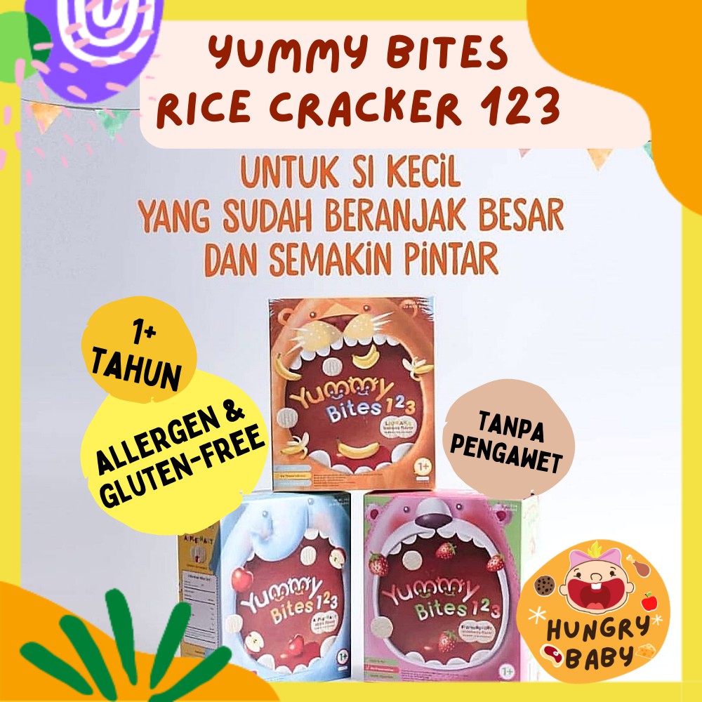 Yummy Bites Rice Crackers 123 50 gram / Snack Cemilan Anak 1 tahun+ (50 g)