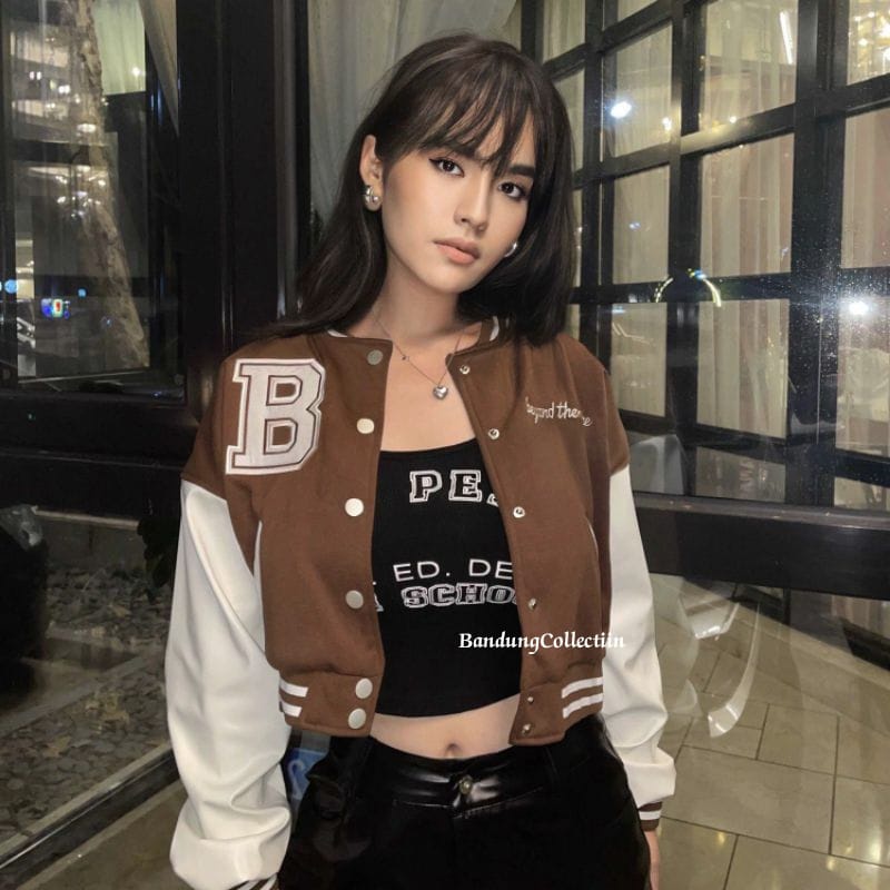 Beyound Crop Jaket Baseball | Jacket VERSITY CROOPE | Bisboll VIRAL TIKTOK