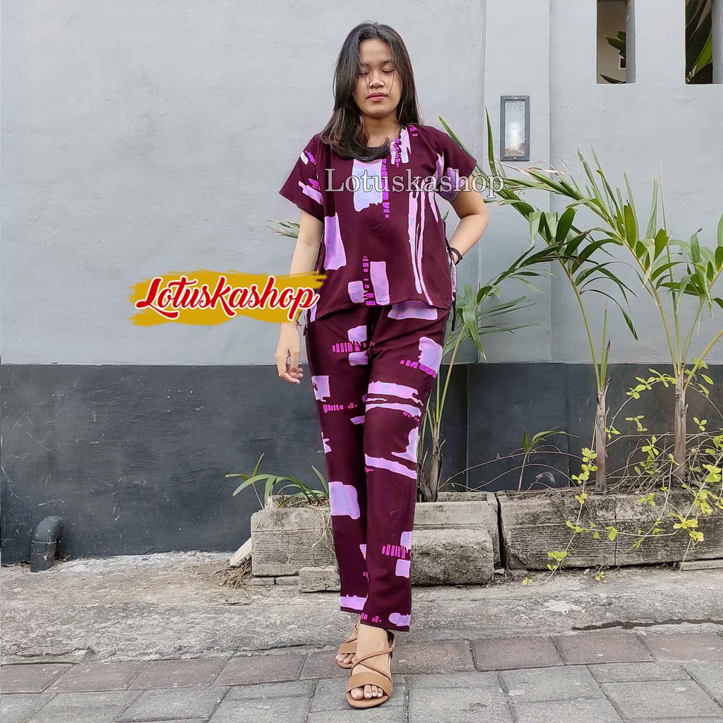 Babydoll Setelan Panjang Cowton Kayu-Momo Maron