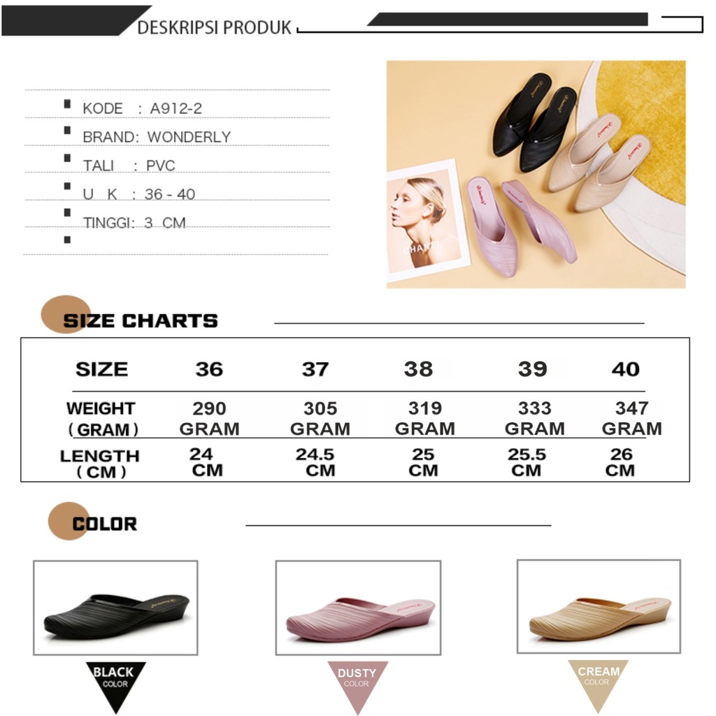 Wonderly Sepatu Wanita Wedges Motif Kerut Jelly A912-2 PVC