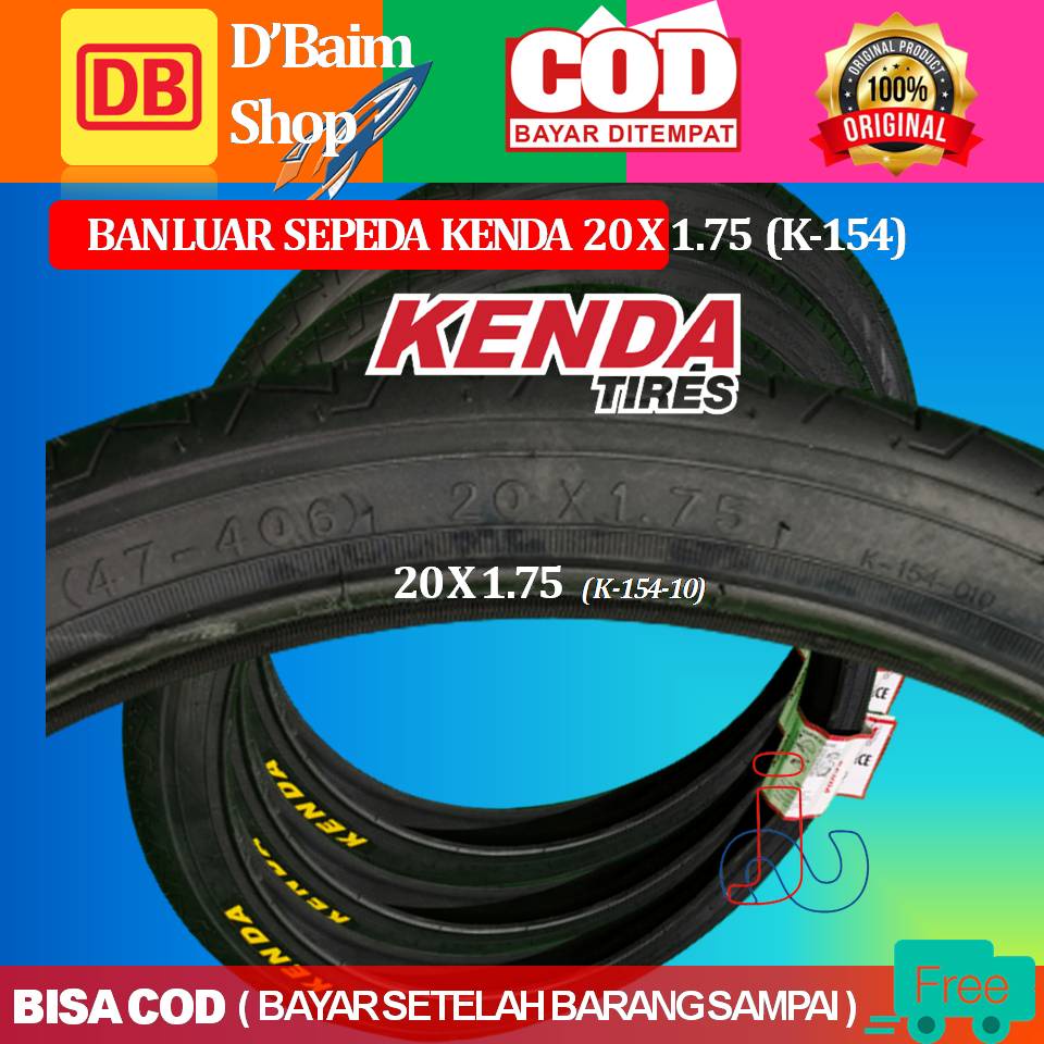 Ban Luar Sepeda Kenda Ukuran 20*1.75 Type K154 Ban Luar Sepeda Mini lipat Minion