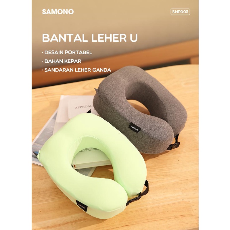 SNP003 SAMONO BONBOX  Bantal Leher Travel Multifungsi 2 in 1 Bantal U 360° dengan Kancing Neck Pillow Dewasa dan Anak