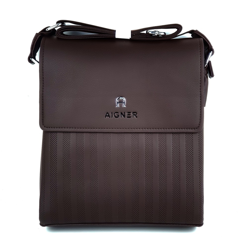 Tas selempang pria cowo casual branded import murah - AIGNER JNGS-2 BROWN Toko Makmur Jaya Abadi