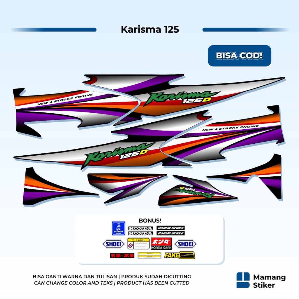 Striping Honda Karisma 125 D Variasi 3 Wave S Thailand i Karisma X Tahun 2002 2003 2004 2005 2006 Si