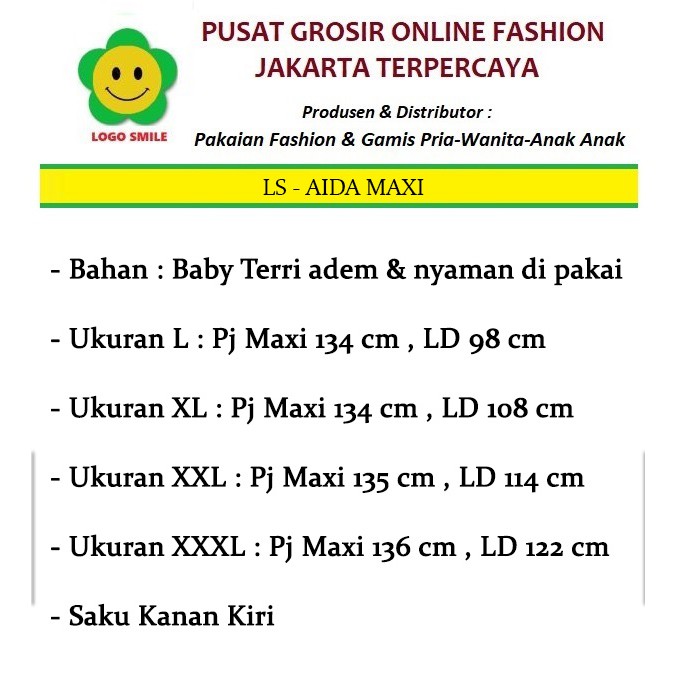 Aida Maxi - Logo Smile (LS) - Ukuran L-3XL - Matt Baby Terri