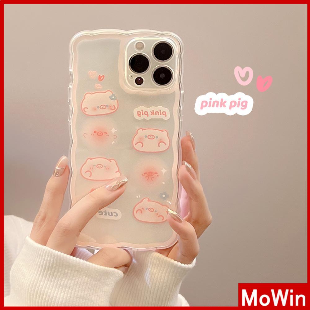 Soft Case Silikon Transparan Anti Slip Shockproof Motif Babi Pink Untuk iPhone 13 Pro Max 12 Pro Max 11 7 Plus