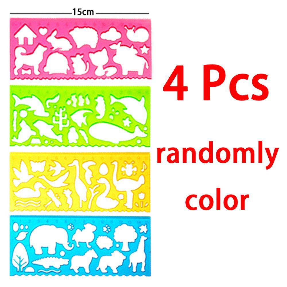 Mxbeauty Spirograph Menggambar Stensil Lucu 13pcs 4pcs/Set Anak Spirograph Penggaris Geometris Hewan Geometri Multi-Fungsi Puzzle Seni Kerajinan Alat Tulis Penggaris