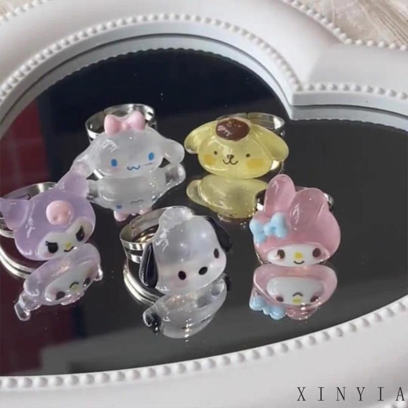 Cincin Model Terbuka Desain Anjing Cinnamoroll Kulomi Bahan Resin Untuk Pasangan