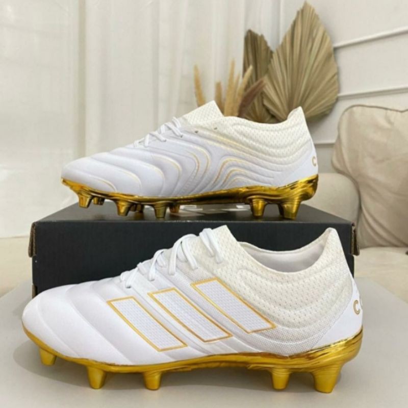 Sepatu Bola Adidas Copa Sense 19.1 White Chrome Gold FG