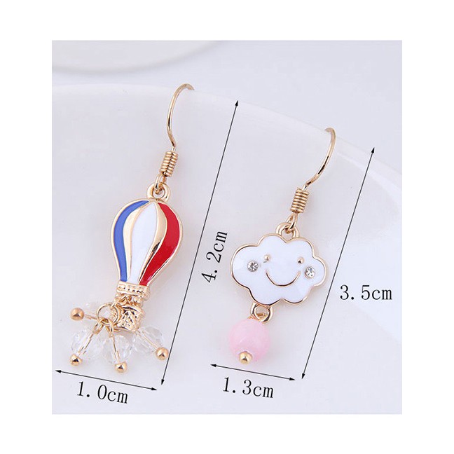 LRC Anting Gantung Fashion Red+blue+gold Color Cloud Shape Decorated A52203