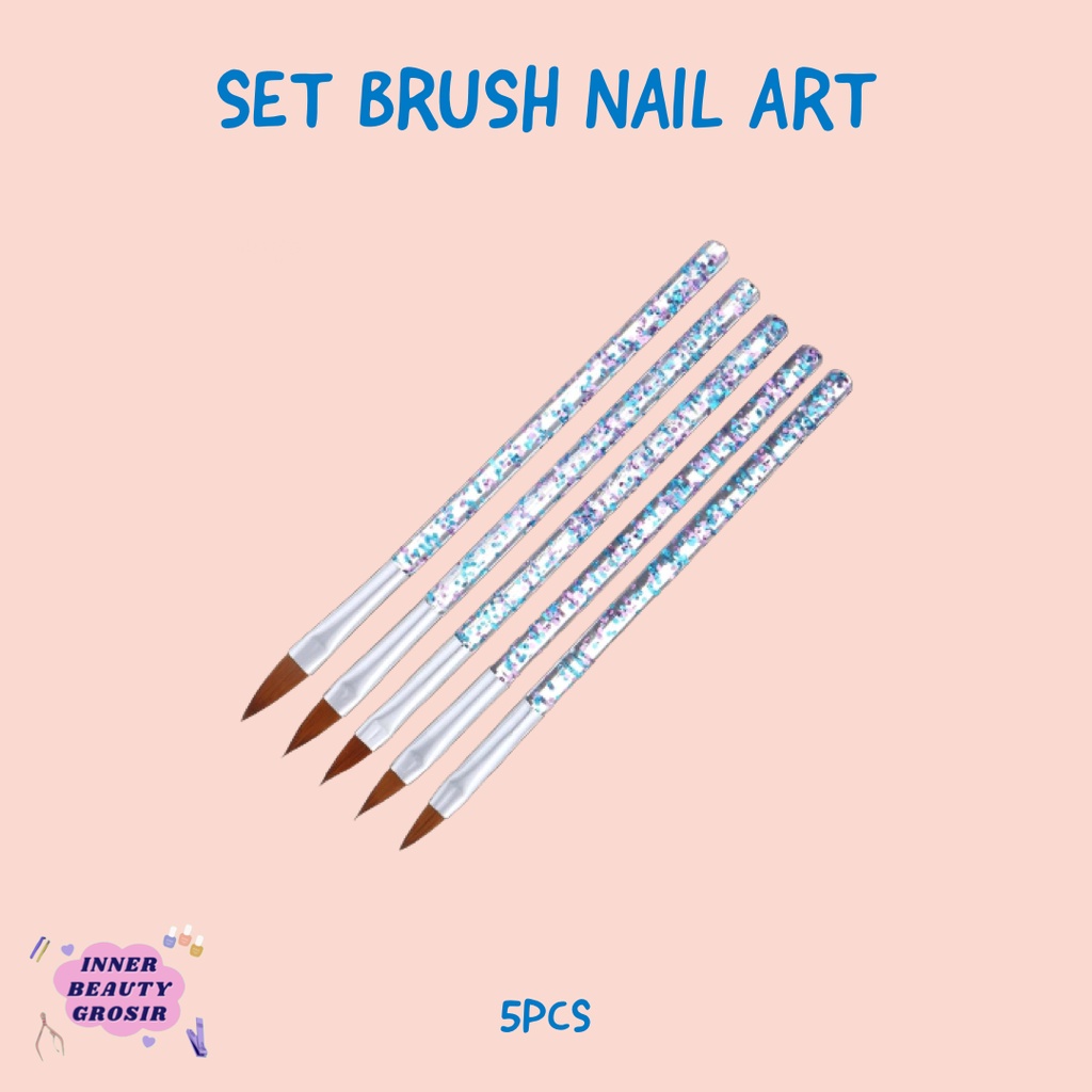 Set Brush Nail Art Painting 5in1 / Brush Nail Art Untuk Menggambar / Set Brush Nail Art