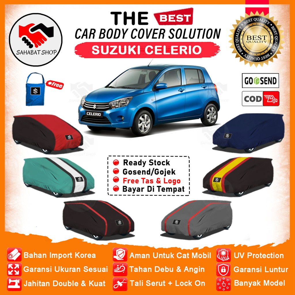 Sahabat Body Cover Mobil Celerio / Sarung Penutup Suzuki Celerio Outdoor / Selimut Tutup Mantel Pelindung Jas Kerudung Mantol Kelambu Tutupan Terpal Bungkus Kerodong Pembungkus Mobil Calerio Waterproof Anti Air Model Orange