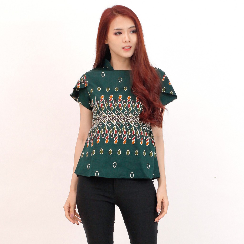 Batik wanita - Atasan blouse batik wanita fashion 569-GREEN SK