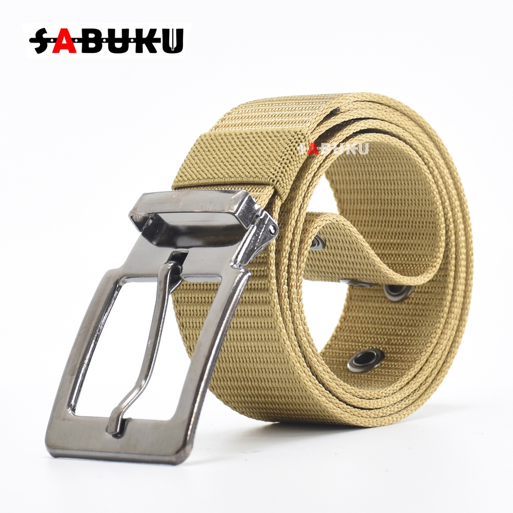 Ikat Pinggang Pria Canvas Sabuk Canvas Model Tusuk Kepala Stainles Nylon Kanvas Belt Gesper Pria - 245