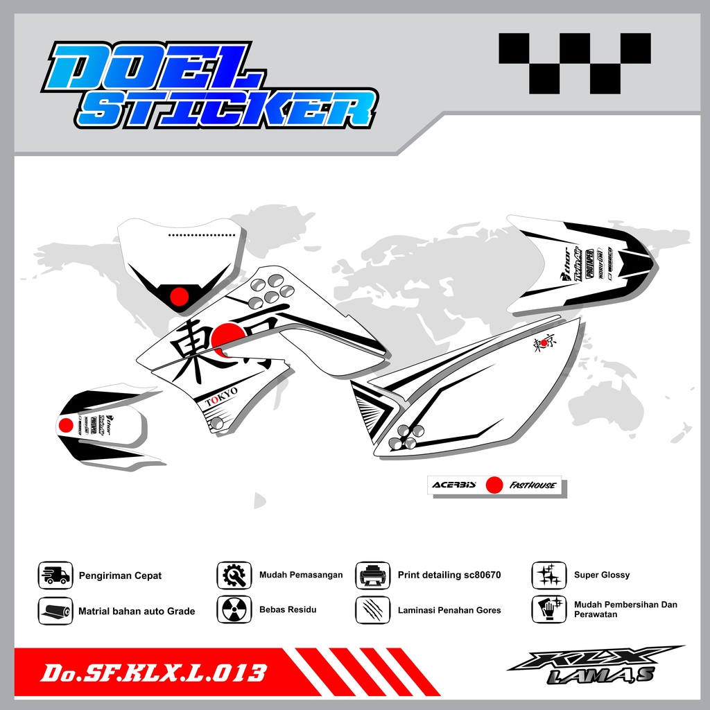 Sticker Striping Honda KLX L , S Lama List Variasi Hologram , Crome Doel 013