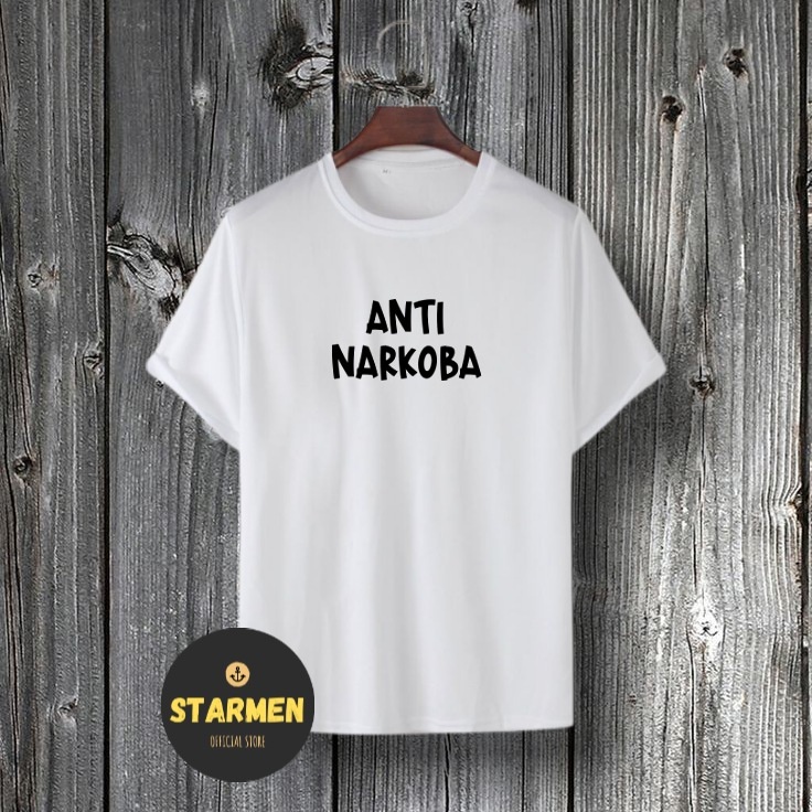 Kaos Distro Pria T-Shirt Motif Kata Kata ANTI NARKOBA