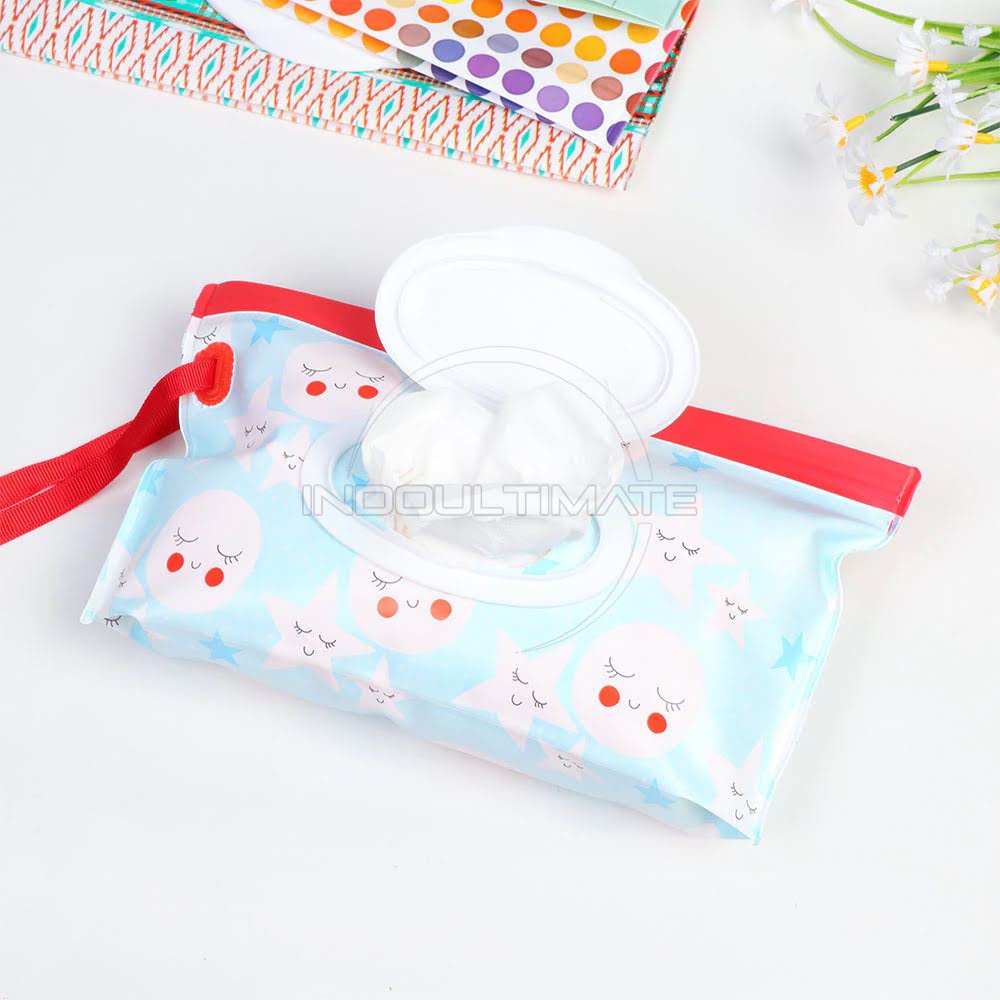 Tempat Tisu Portable Gantung Stroller Wet Tissue Pouch Tampat Tissue Basah Portable dompet tissu stroller bayi mobil multifungsi kotak tissue TTS-15