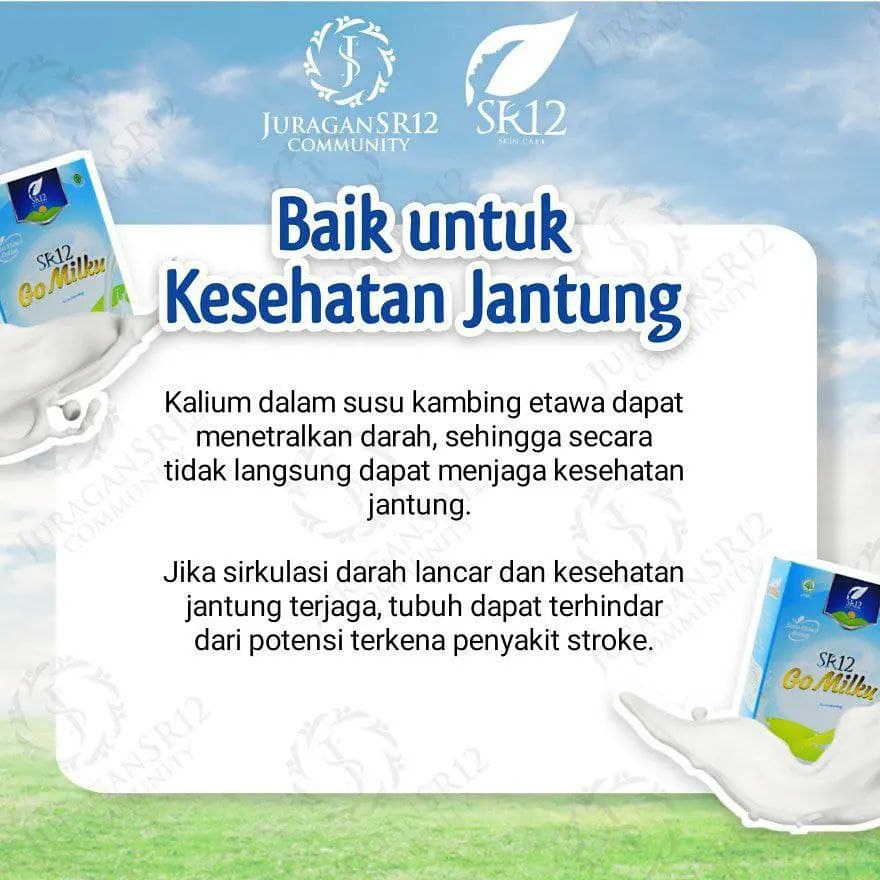 GoMilku SR12 Susu Kambing Etawa Bubuk Untuk Kesehatan Jantung Diabetes Darah Tinggi Vertigo TBC Paru - Paru