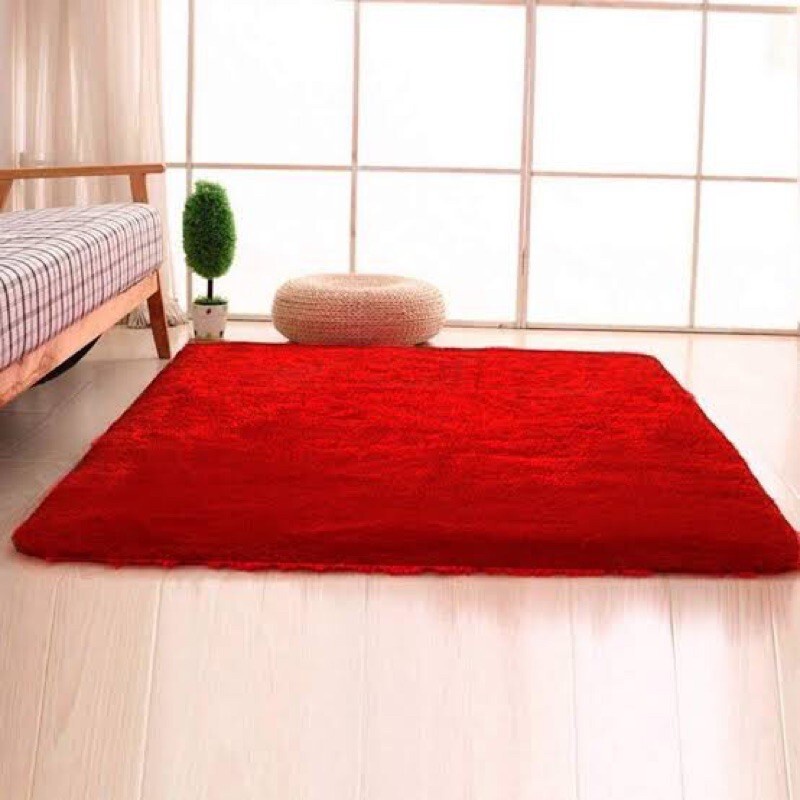 MARKAS Karpet Bulu Lembut Shaggy Velvet Aesthetic Yoga Anti Skid Uk. 150x100cm