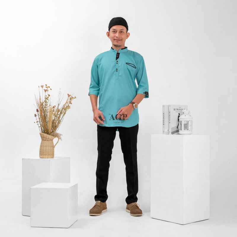 D2black kurta Baju koko pria dewasa toyobo Biru Wardah Biru Toska Tosca Mint it's