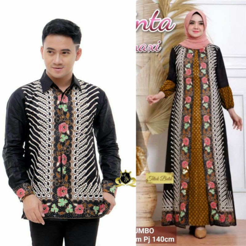 CP GAMIS CARDI MODANG KEMBANG BATIK PEKALONGAN BAJU COUPLE GAMIS